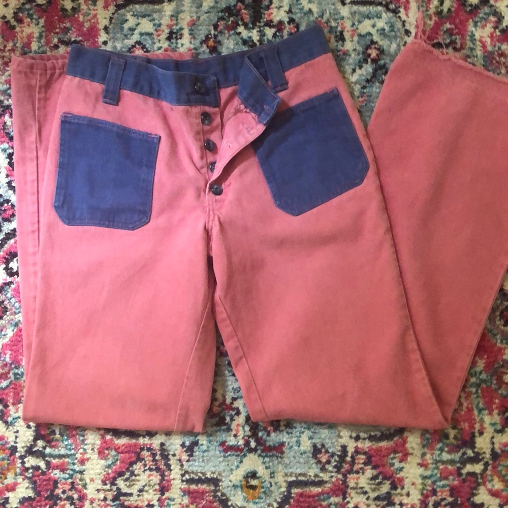 Adorable Pink High Rise Button Up Flare Pants
